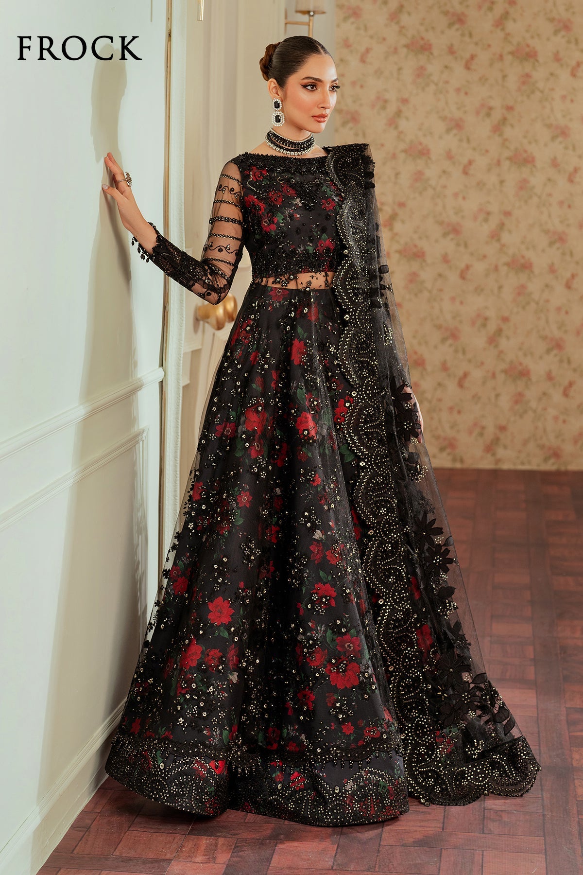 Baroque Un Stitched Collection 25 - Embroidered Net CH13-05 - Image 2