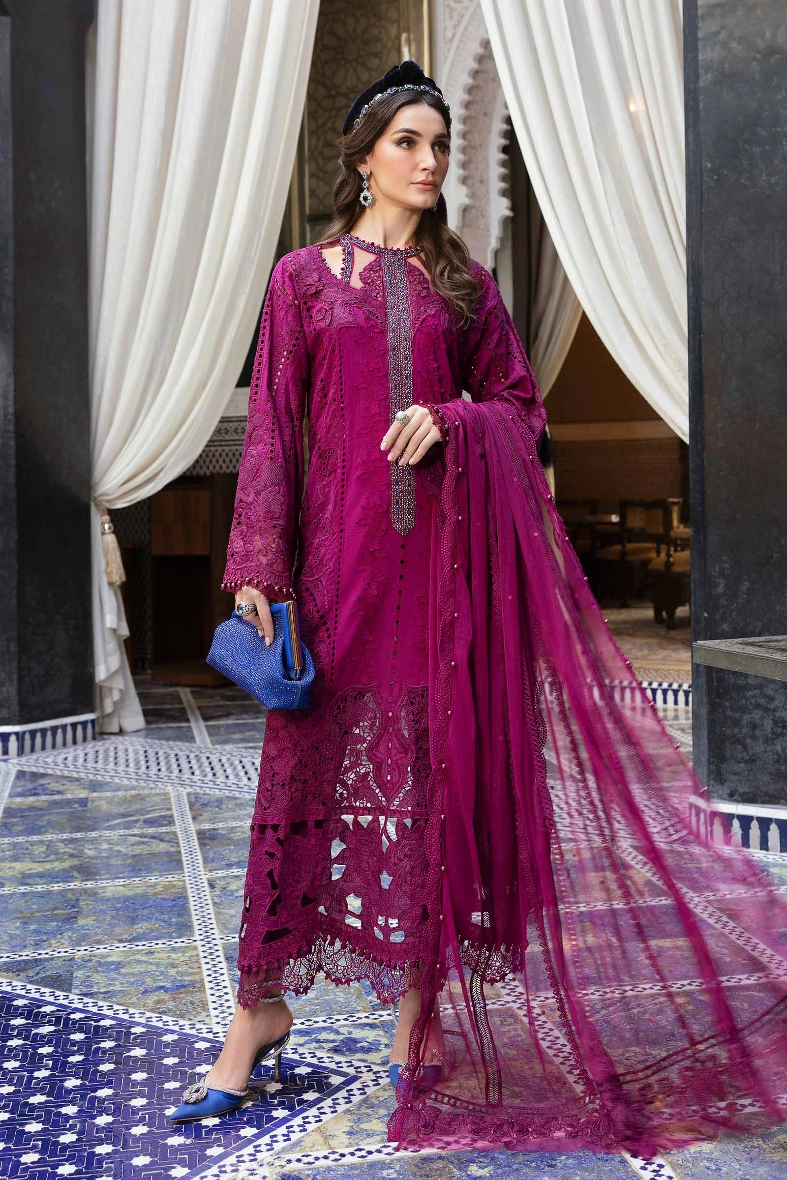 Maria B 3 Piece Unstitched Embroidered Lawn Suit D-2502-B