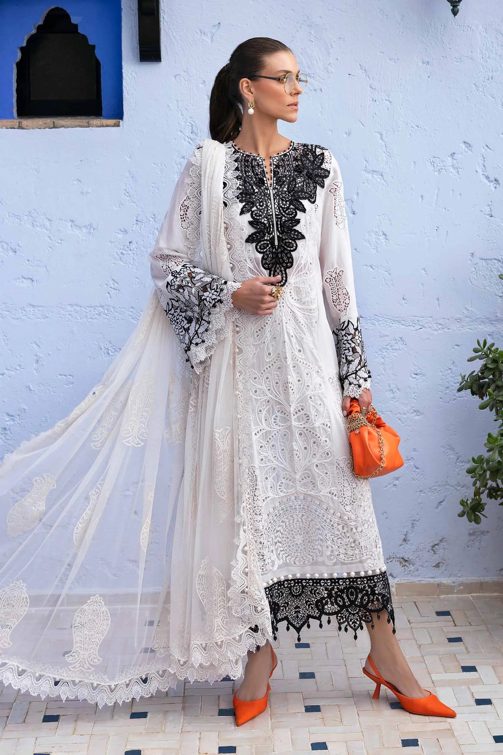 Maria B  3 Piece Unstitched Embroidered Paper Cotton Suit | D-2505-A
