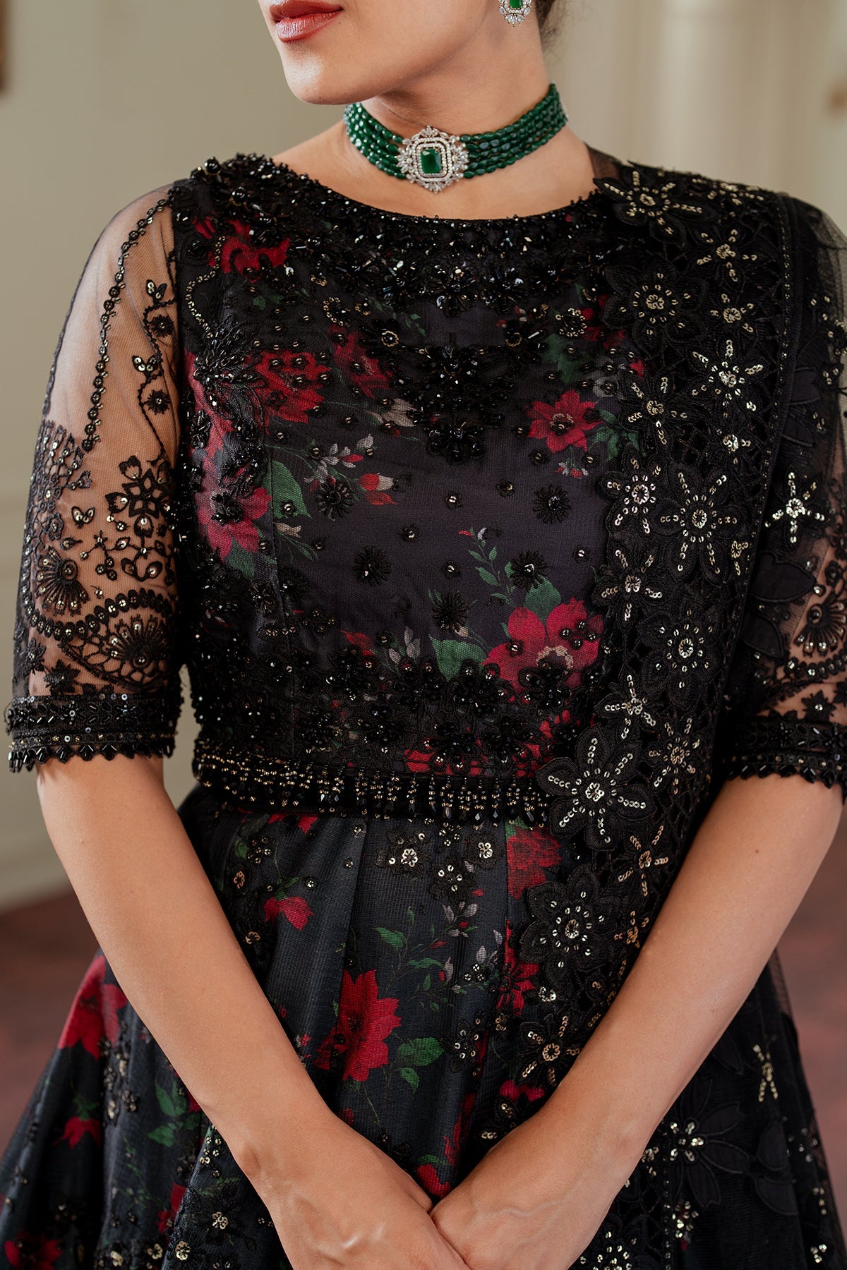 Baroque Un Stitched Collection 25 - Embroidered Net CH13-05 - Image 8