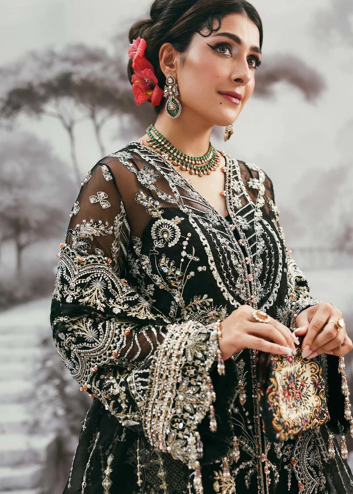 KANWAL MALIK FESTIVE UN STITCHED - HURIYA - Image 5