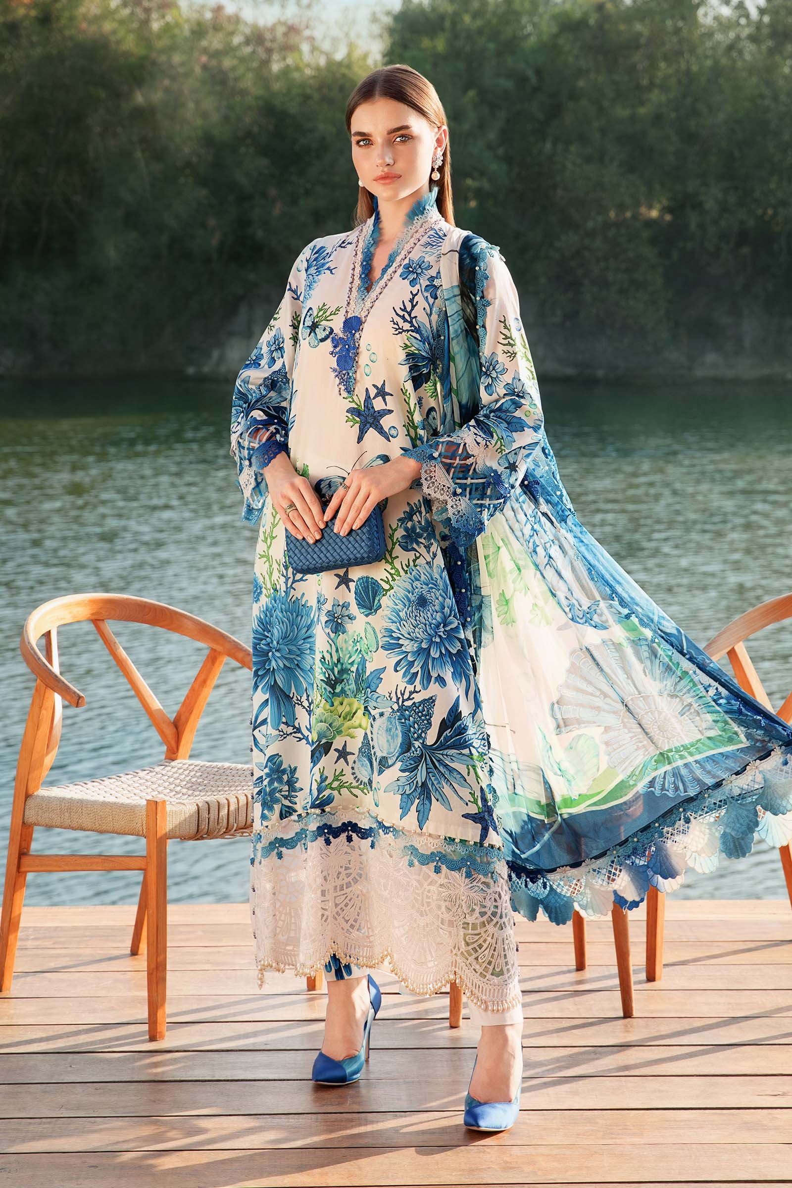 Maria B  3 Piece Unstitched  Embroidered Lawn Suit | MPT-2510-B
