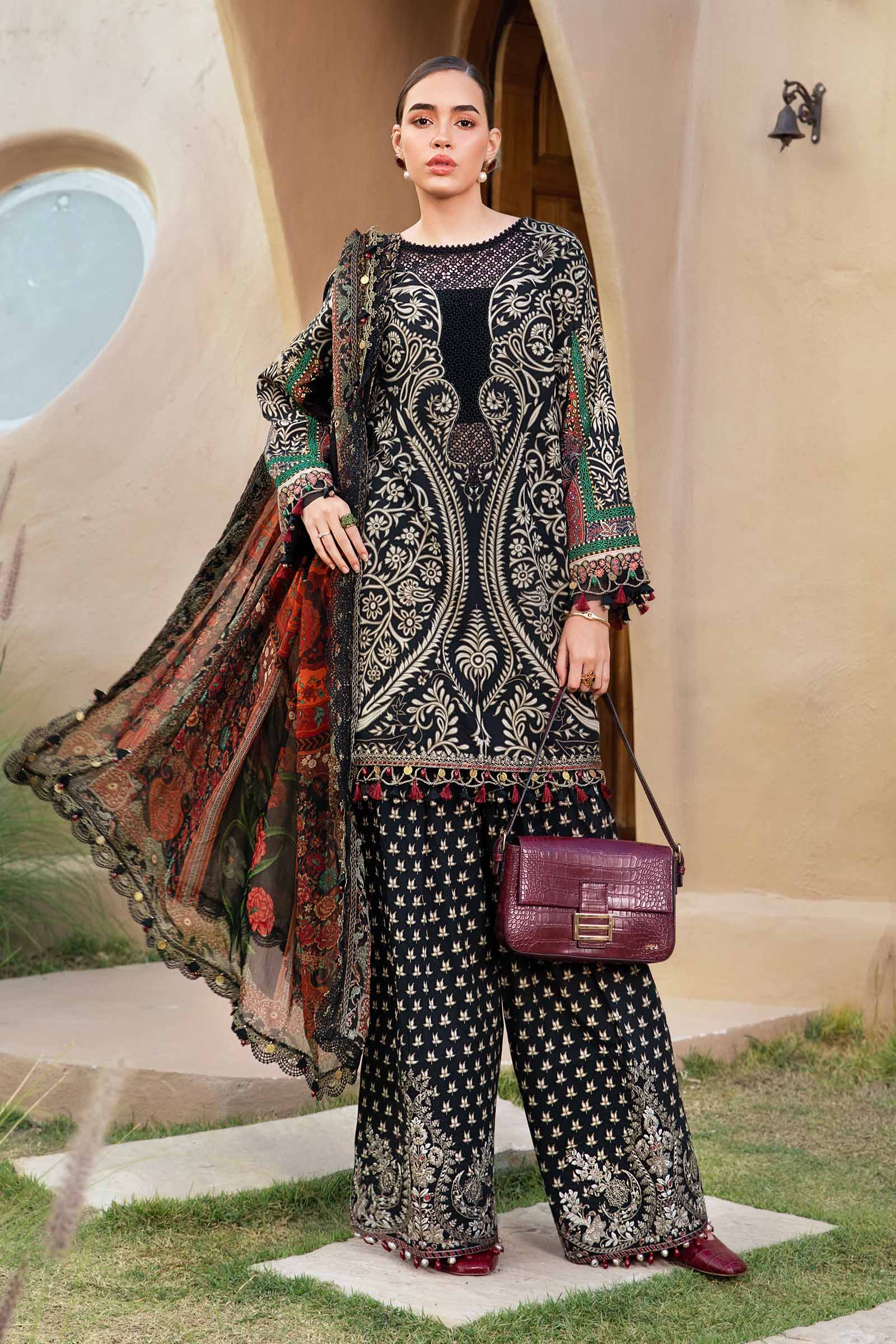 Maria B  3 Piece Unstitched  Embroidered Lawn Suit | MPT-2512-B